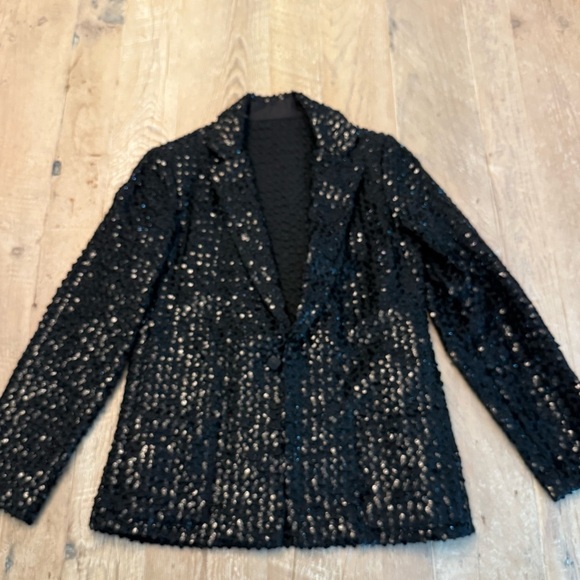 Vintage Partique New York sparkle sequin jacket black size 8. EUC - Picture 1 of 9